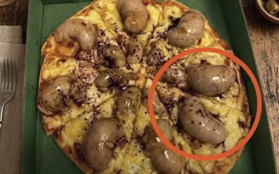 I ordered a pizza in the evening. The delivery driver brought it to me. I took it and went to the kitchen to eat. When I opened the box, I saw this. I sat there looking at it, but I still can’t understand what it is. Does anyone know what this is?
