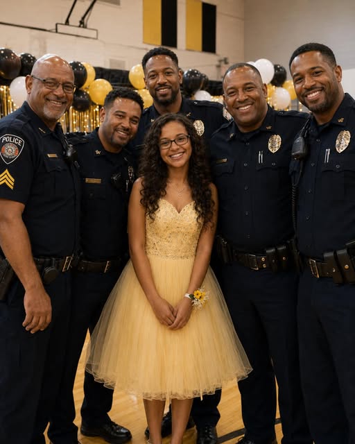 After My Husband Passed Away, I Went to the Father-Daughter School Dance in His Place – My Daughter’s Classmates Laughed Until 5 Officers Walked Into the Hall