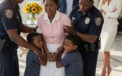 My six-year-old twin boys screamed in panic while police officers placed handcuffs on their nanny. “She st0le from this family,” my wife smirked coldly as the officers pulled the sobbing woman toward the front door.