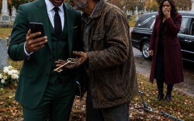 At my father’s graveside, the gravedigger gripped my arm and whispered, “Sir, your father paid me to bury an empty coffin.” Before I could even speak, he pushed a brass key into my hand. “Don’t go home,” he warned.