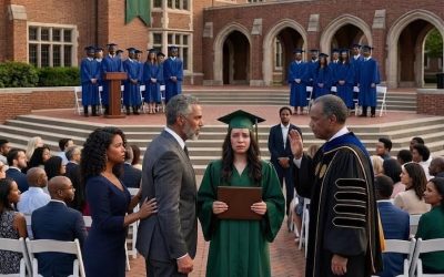 At my own graduation, my father sla:pped me so hard my cap hit the floor. “You don’t deserve that degree,” he spat, while my mother screamed, “You’re just a failure in a gown!” Everyone stared, waiting for me to break. But I didn’t cry. I picked up my diploma, smiled at the cameras, and said, “Good. Now you’ll all hear the truth.” What I revealed next destroyed them.