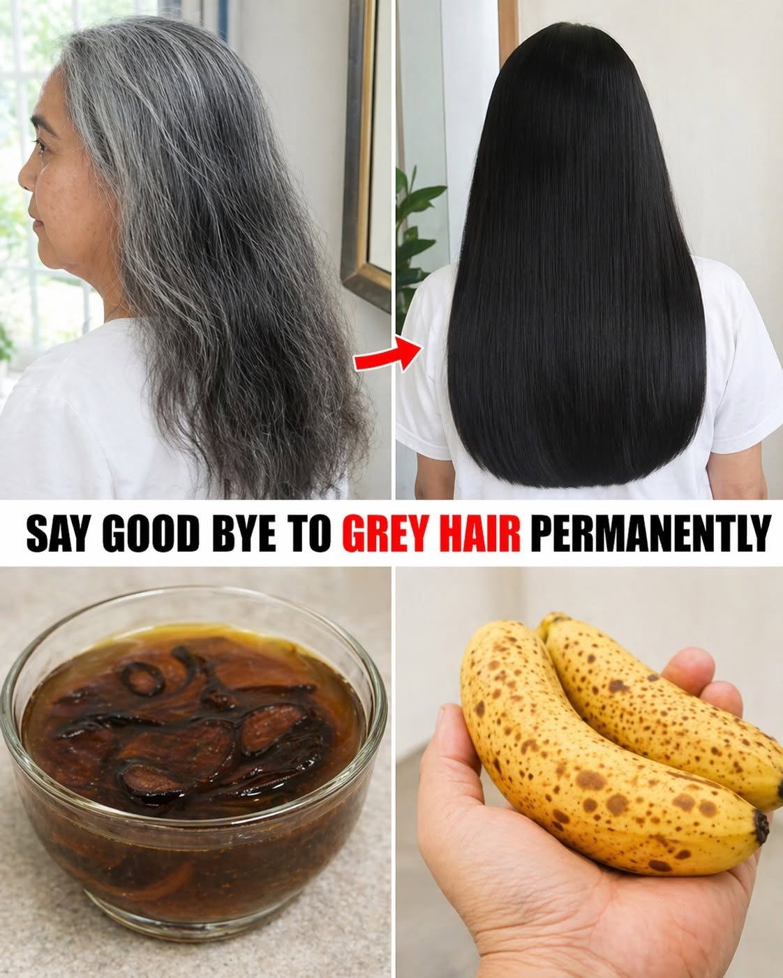 From white hair to black hair naturally in just 5 minutes and hair grows quickly