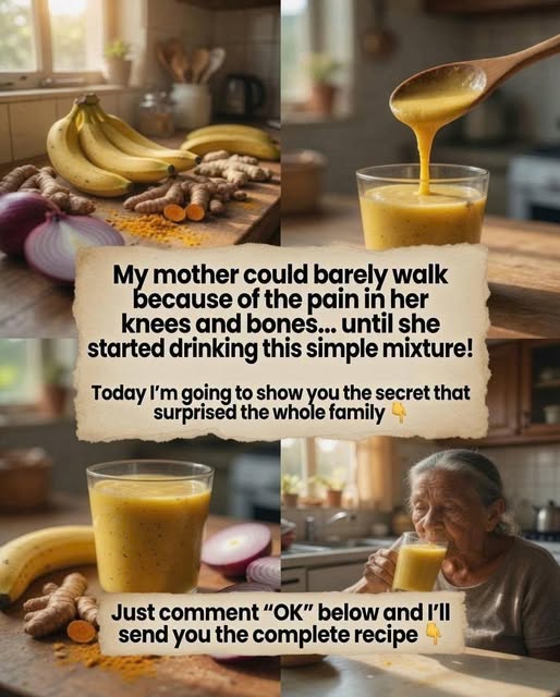 If knee and bone pain are keeping you from walking easily, pay attention! ⚠️ A simple homemade mixture is surprising people who had given up on finding natural relief… Just comment “OK” below and I’ll send you the full recipe. 👇