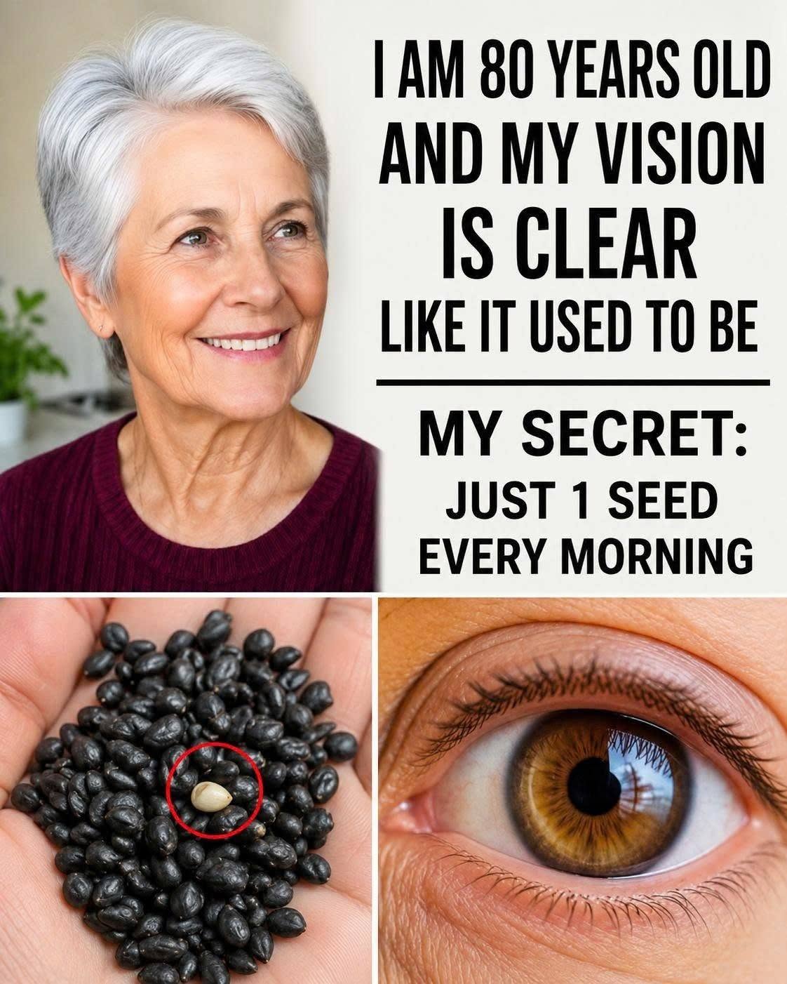 Even at 90? Add these 3 powerful seeds to your breakfast every day and they may help support better vision, sharper memory, and overall brain health. Check the first comment for the full recipe and step-by-step instructions!